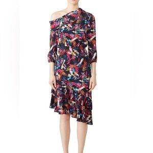Saloni Lexie Floral Silk Midi Dress